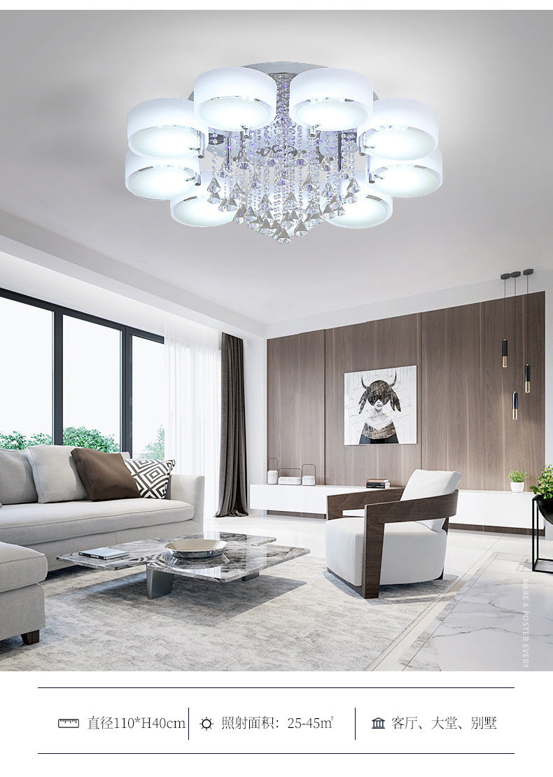 Living Room Lamp Crystal Lamp LED Ceiling Lamp Round Bedroom Lamp Simple Modern Elegant Home Dining Room Balcony Lighting