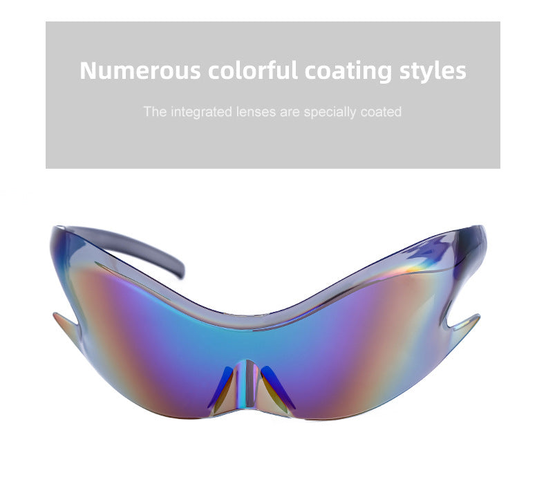 Europe and America Y2K Millennium Sports Windproof Colorful Sunglasses Men's Future Technology Style One-piece Sunglasses Women's Wholesale