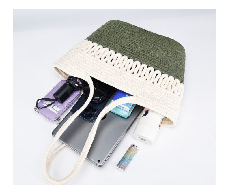 Single Shoulder Bag Hollow Summer Woven Bag New Large Capacity French Straw Bag Beach Vacation Beach Bag for Women