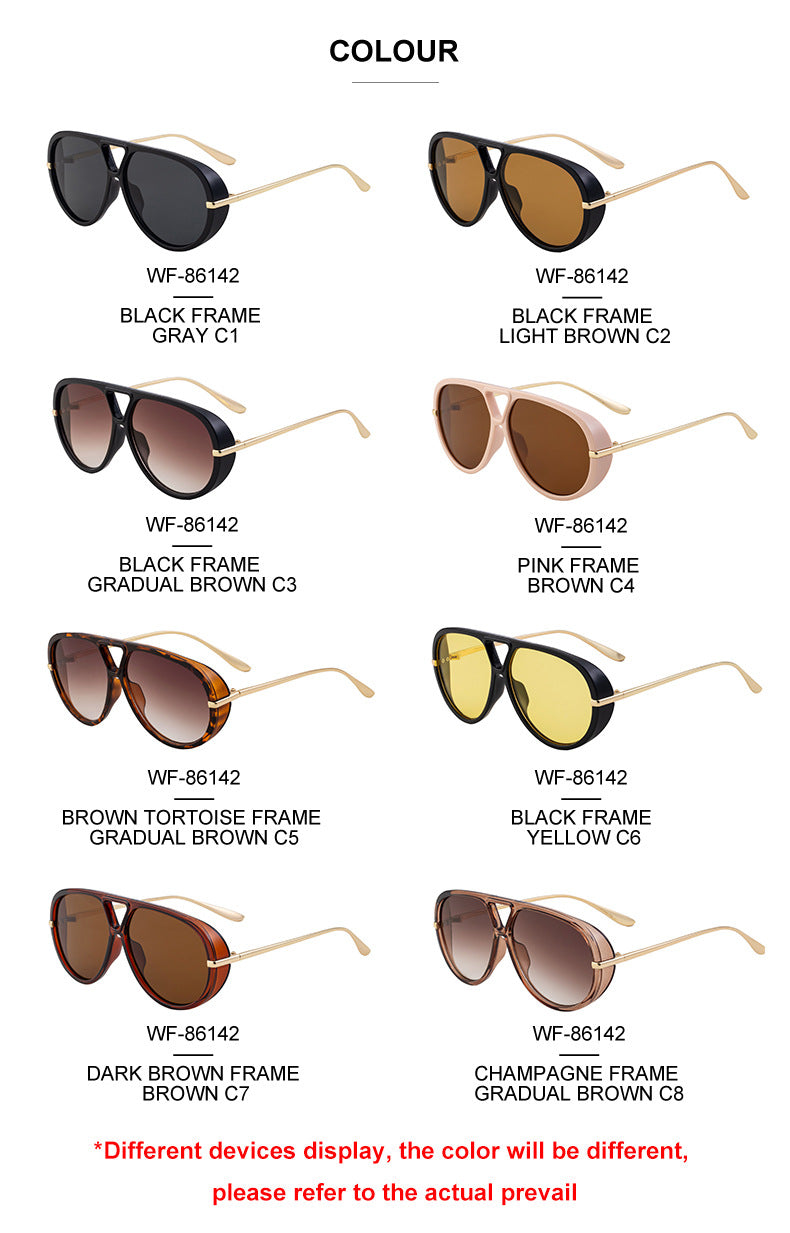 2025New European and American Style Toad Sunglasses for Men, Double Bridge Aviator Glasses, Outdoor Sun Protection Sunglasses for Men