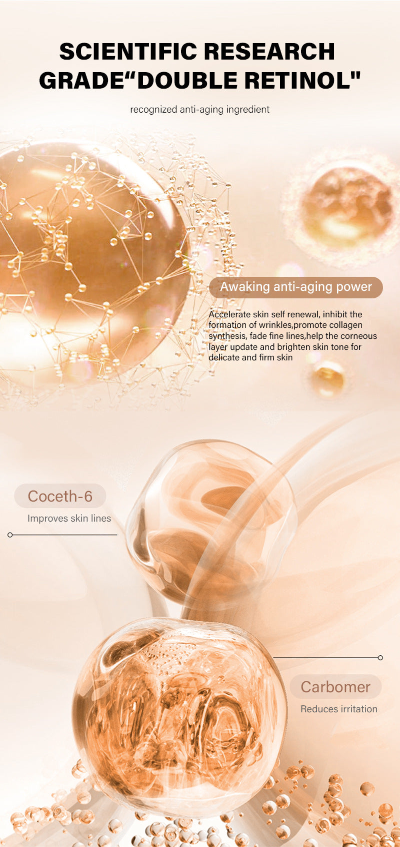 In Stock Double Tube Retinol Anti-Wrinkle Face Cream Eye Cream Skin Care Essence Eye Cream Stick Skincare Products