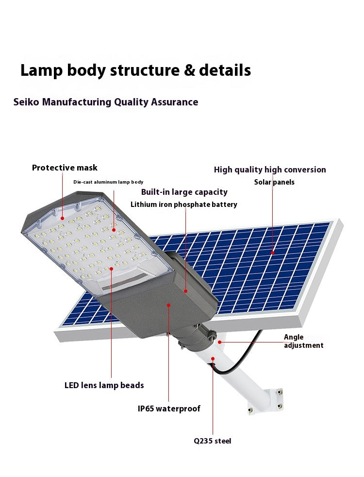 New Rural Lighting Engineering 6m Road Lamp Outdoor Solar LED Lamp Wide-Angle 4-Sided Aluminum Battery for Household Garden Use