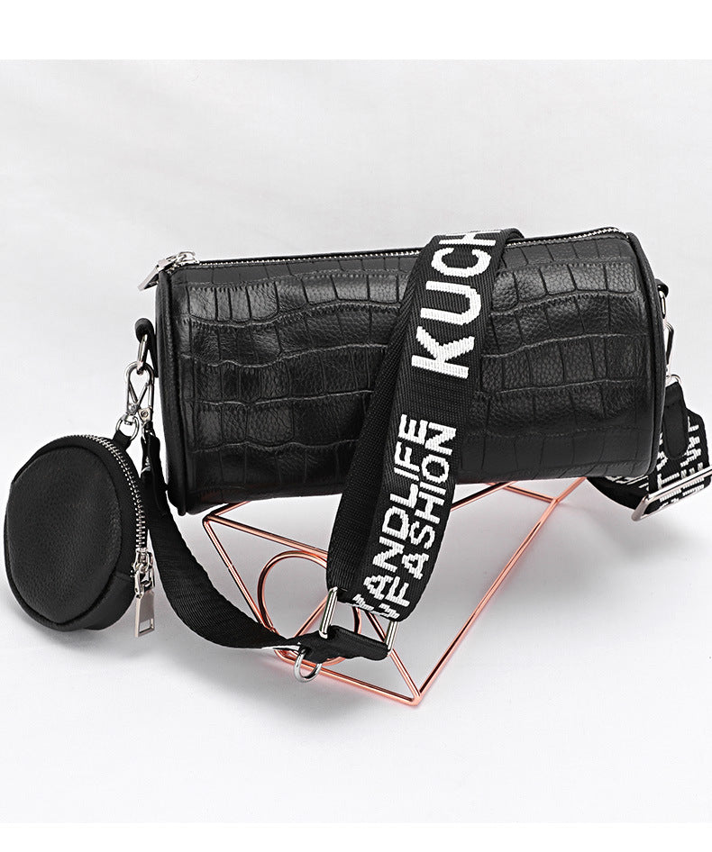 Crocodile Pattern Single Shoulder Women's Bag Trendy Fashion Crossbody Bag Niche Versatile Personality Mini Cylinder Underarm Women's Bag