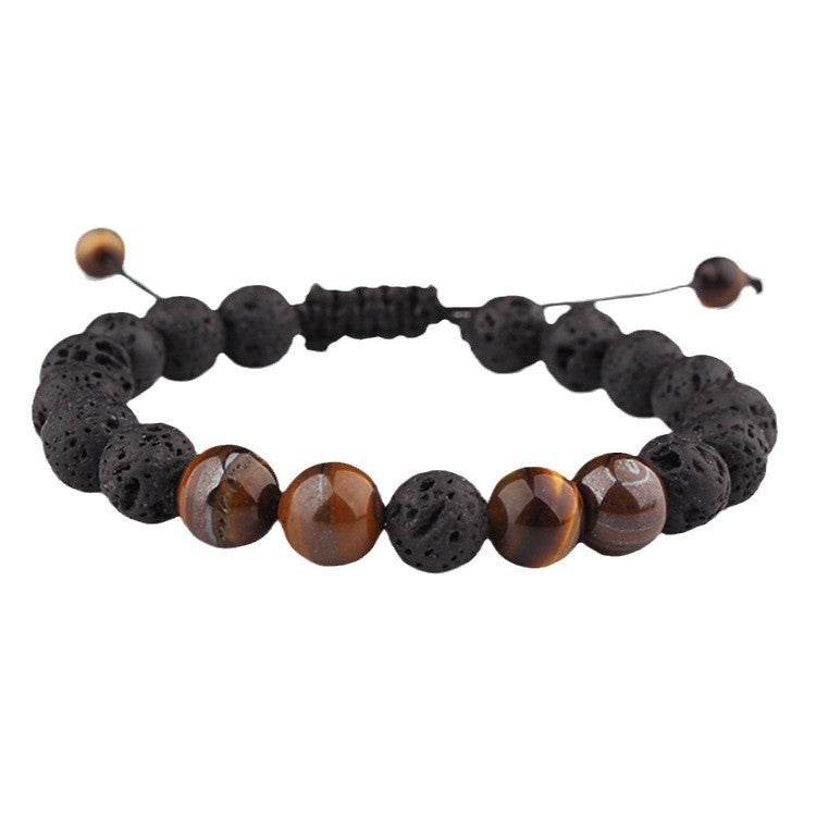 100Language Projection Bracelet Natural Tiger Eye Stone Holiday Gift Bracelet Black Matte Woven Couple Bracelet