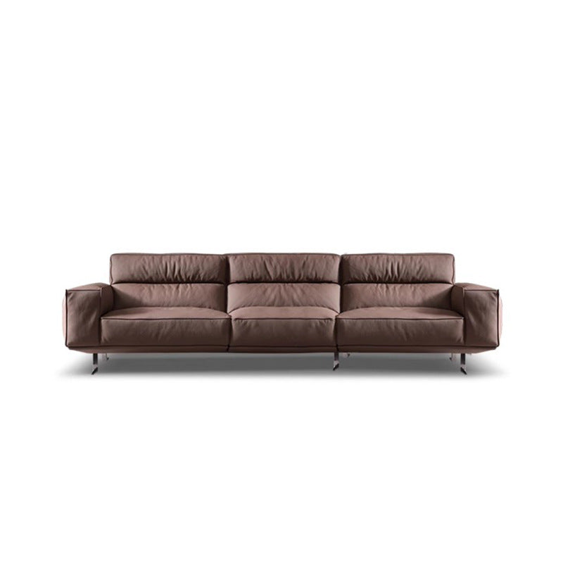 Source Factory Living Room Leather Sofa Italian Minimalist High Back Straight Row Genuine Leather Sofa Small Apartment High Leg Sofa Shipping and tax not included