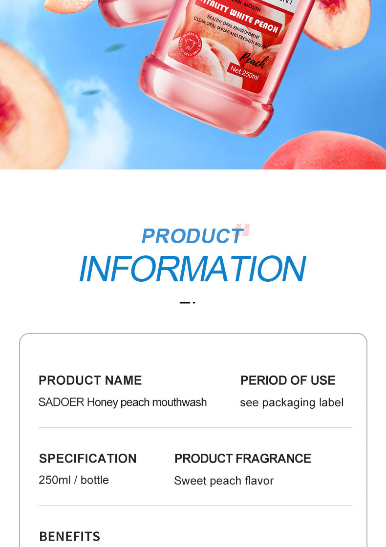 All English Mouthwash250ml  SADOER Peach Mint Lemon Oral Care  Foreign Trade Wholesale