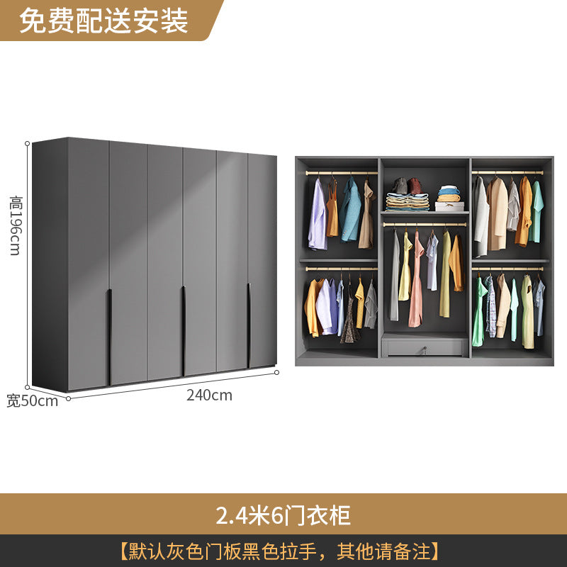 Flat Door Wardrobe for Home Bedroom, Easy Assembly, Suitable for Rental Rooms, Small Apartments, Three-Door, Four-Door, Five-Door, Six-Door Large Wardrobe