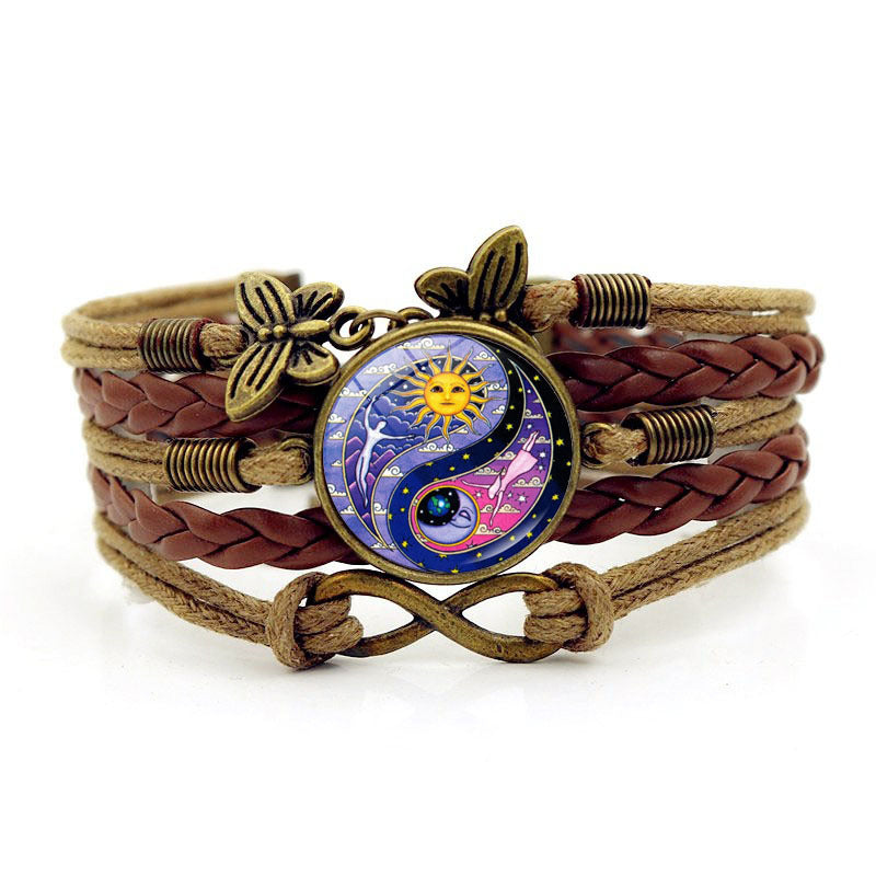 Vintage Multi-layer Woven Bracelet Butterfly Wireless Symbol Card Handmade Woven Bracelet Yoga Mandala Flower Bracelet