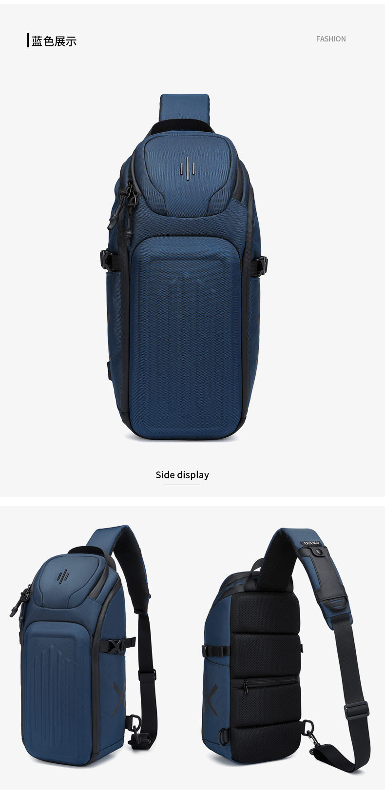 OZUKO Men's Chest Bag Waterproof Crossbody Bag Business Simple Crossbody Bag Trendy Commuter Small Backpack High-End Feel