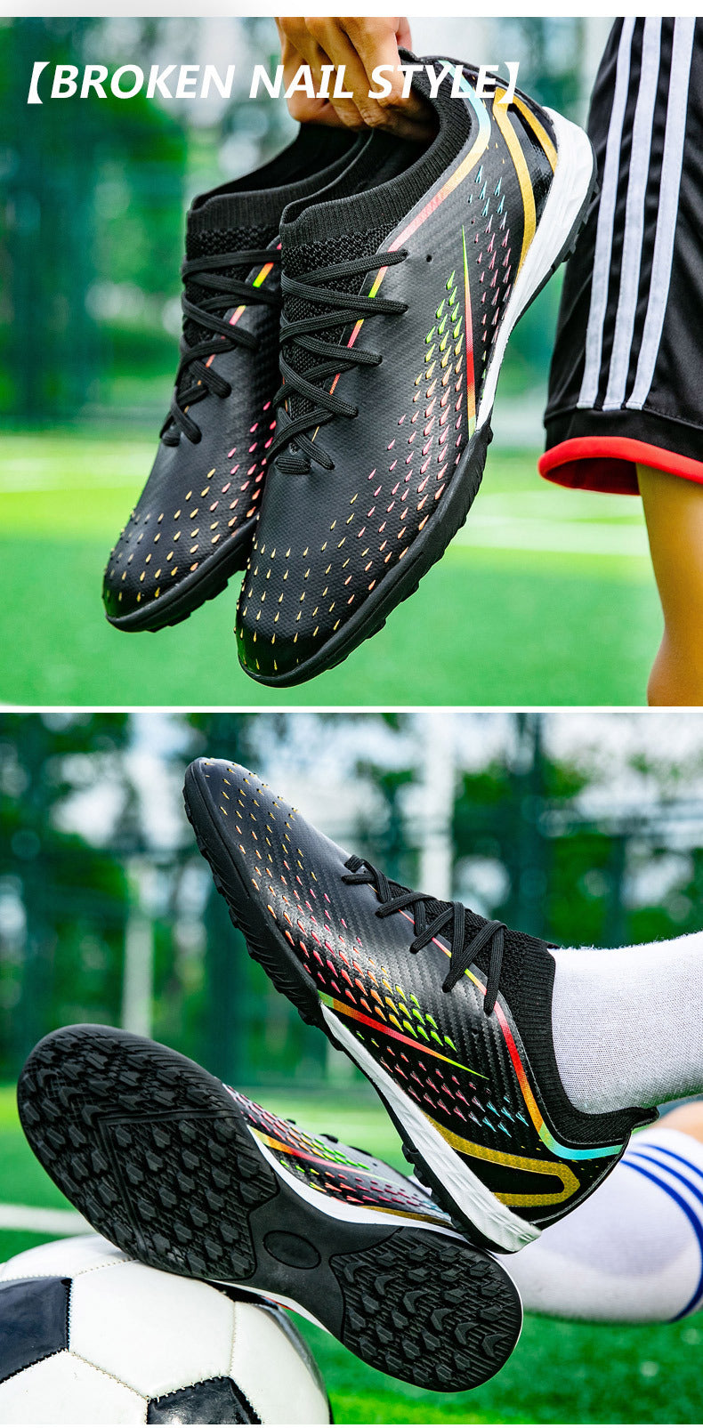 New Style Spike Soccer Shoes for Men, Students, Adults, Grass Training Long Spike Non-Slip Professional Competition Football Shoes