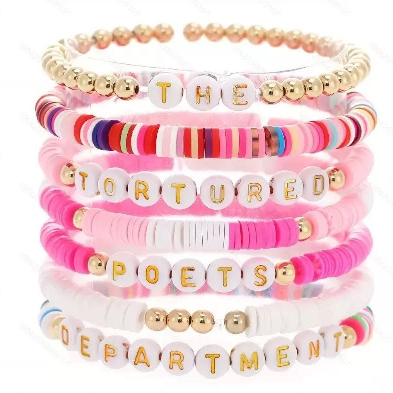 Ladies poets Jewelry Bracelet Set Versatile Colorful Bead Bracelet Elastic Cord Taylor Music Soft Clay Bracelet