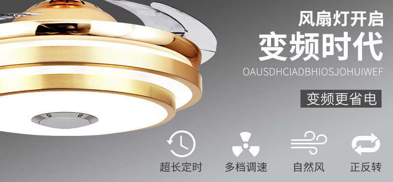 Invisible Fan Light Remote Control led Fan Chandelier Home Electric Fan Lamp scandinavian Iron Restaurant Lamp Crystal Ceiling Fan Lamp