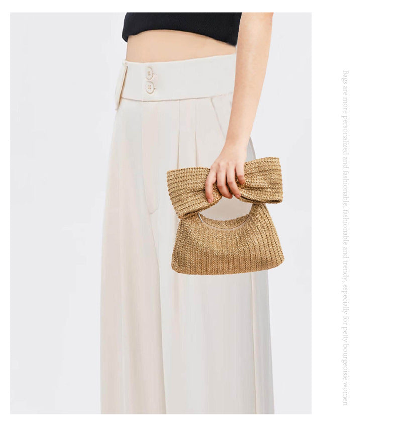 Colorful Woven Bow Bag for Women, European and American Fashion Women's Bag, Straw Bag for Women, Wholesale Versatile Fashion Clutch Bag