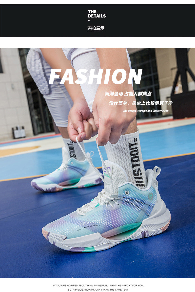 New Trendy Fashion Basketball Shoes Breathable Mesh Sports Shoes High Top Luminous Lightweight Comfortable Men's Sneakers