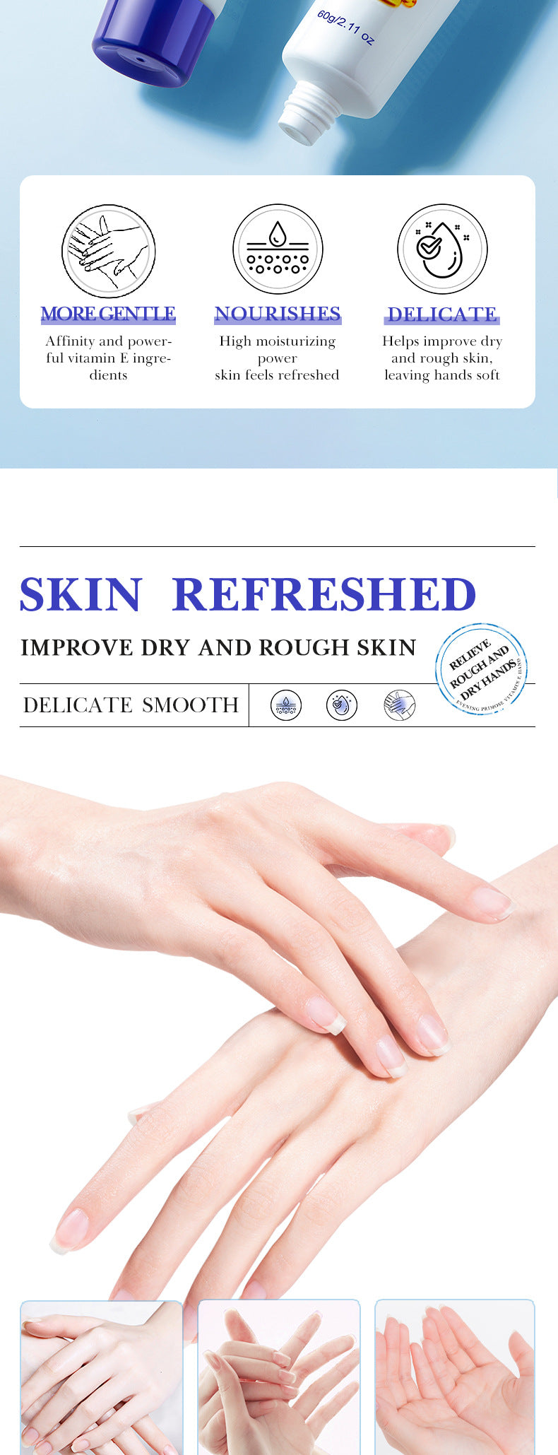 All English Vitamins E Hand cream SADOER Evening Primrose Hydrating Moisturizing Anti-Chapped  Wholesale