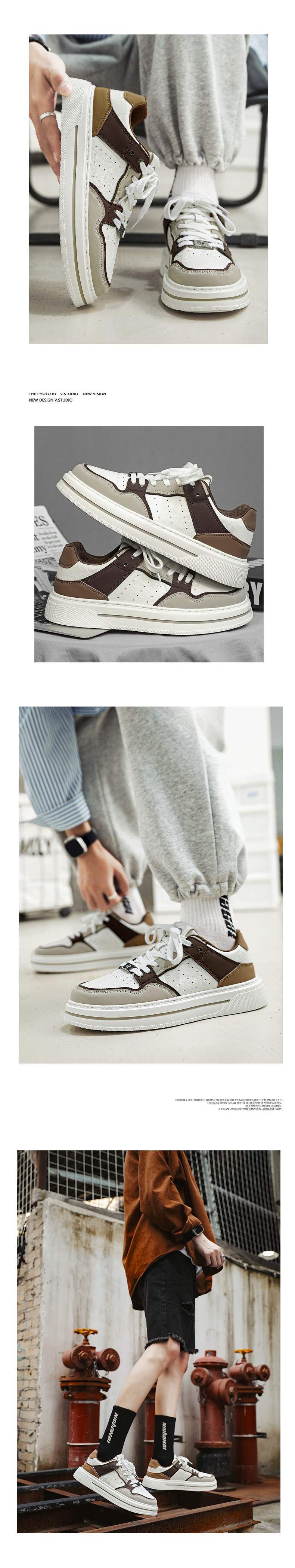 Internet Celebrity Men's Shoes Winter Versatile Casual Trendy Brand Sneakers Leather Waterproof Student Sports Height-Increasing White Trendy Shoes