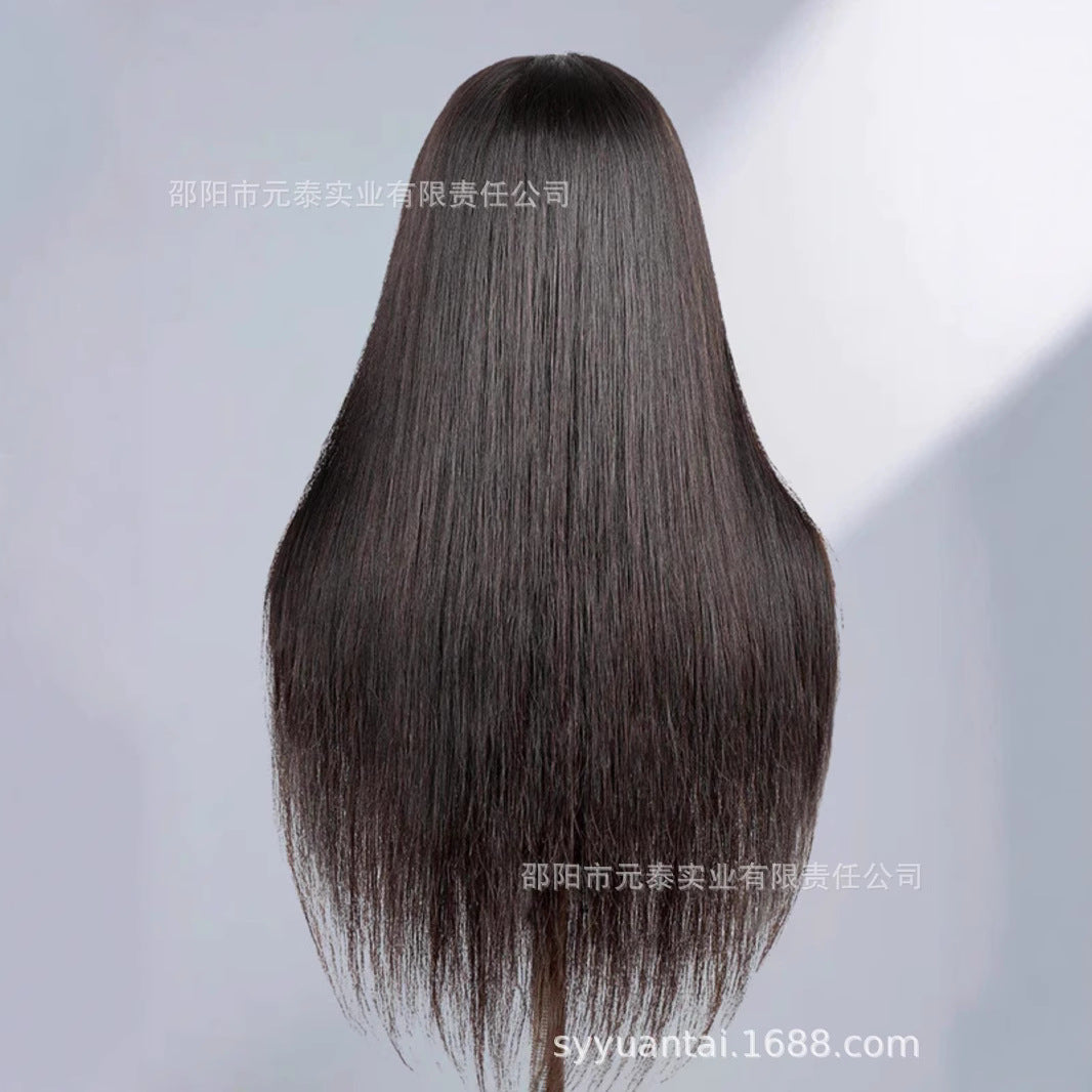 Wig for European and American Women, Middle Part, Long Straight Hair, Front Lace, Synthetic Fiber13*4*1T Headband wigs High Temperature Fiber Wig