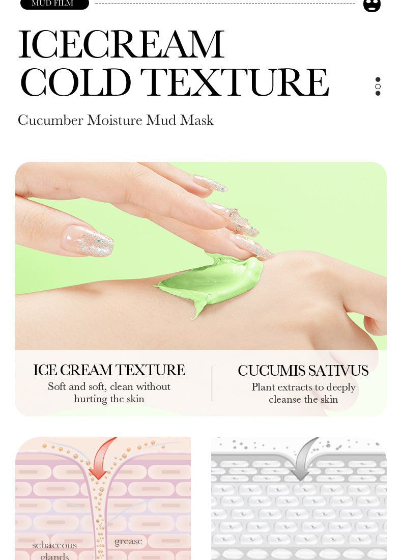 Cleansing Mask BIOAOUA Cucumber Pore Cleansing Smear-On Portable Mud Mask  Foreign Trade Wholesale