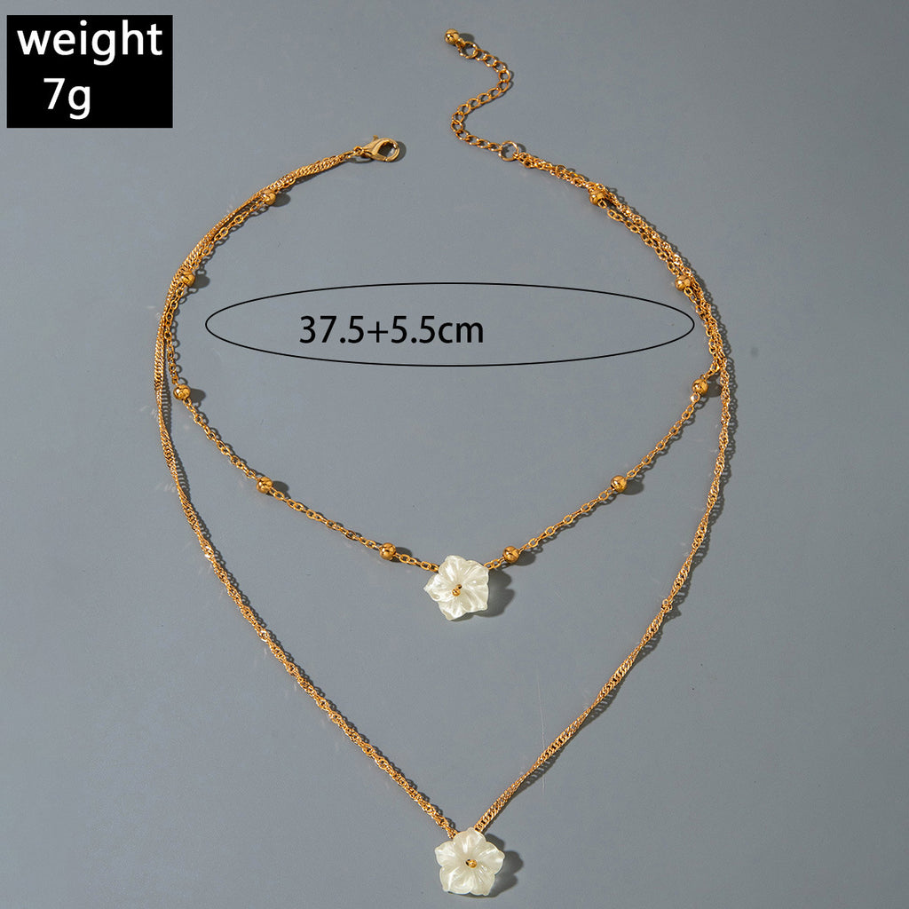European and American Ornament Fashionable and Simple Diamond-Encrusted Chain Necklace for Women Creative Water Drop Multi-layer Pendant Collarbone Necklace