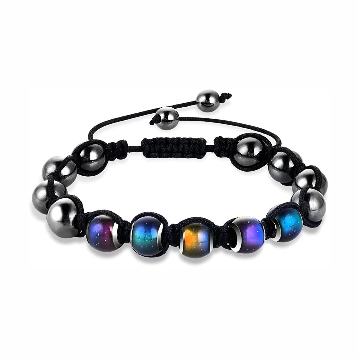Hot Selling Braided Bracelet Black Magnet Black Gallstone moodbead Beaded Thermochromic Bead Braided Bracelet
