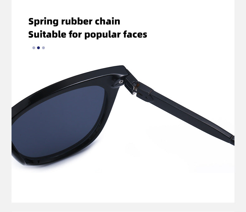 Aluminum-magnesium Spring Mirror Leg Cat Eye Sunglasses Men UV Protection ins Large Frame Sunglasses for Women with High-End Feel