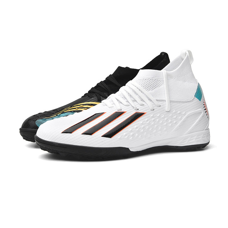 High-top Unisex Youth Soccer Shoes with Broken and Long Spikes for Grass Field Competition Training Student Sports Shoes