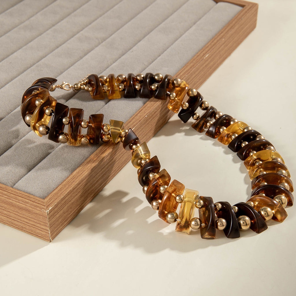 European and American Fashion Trend Exaggerated Necklace Geometric personalized handmade beaded Bohemian style necklace