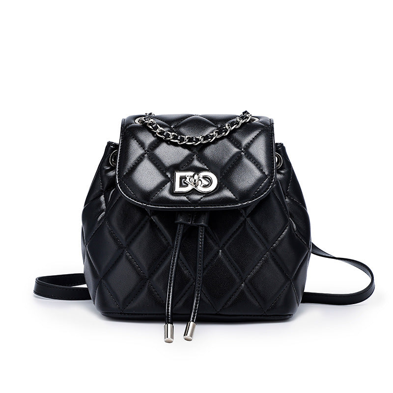 Classic Style Rhombus Chain Backpack College Style Minority Fashion Women's Bag Korean Style Western Style Tote Backpack