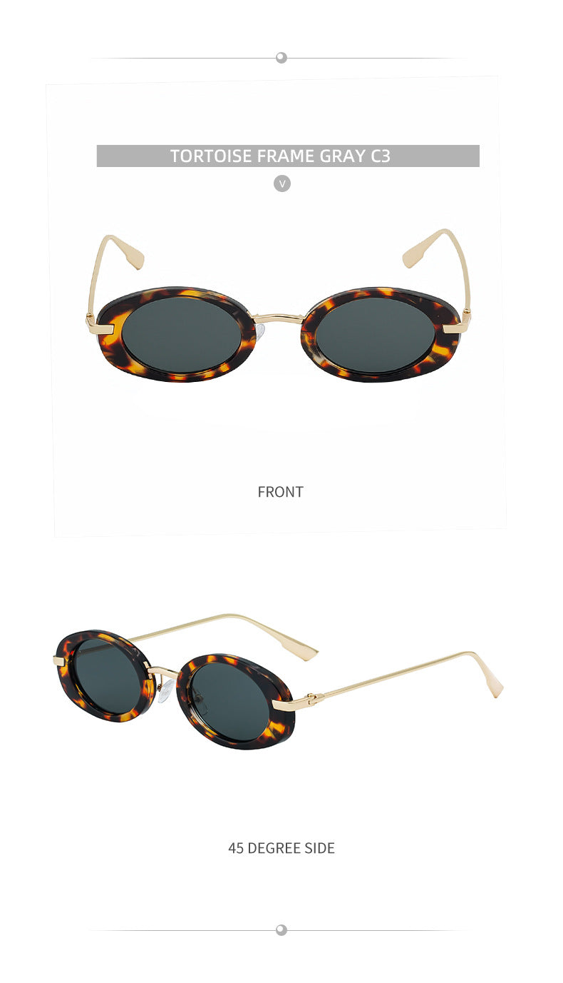 2025New European and American Fashion Oval Small Frame Sunglasses for Women, Trendy Personality Sun Protection Sunglasses Wholesale