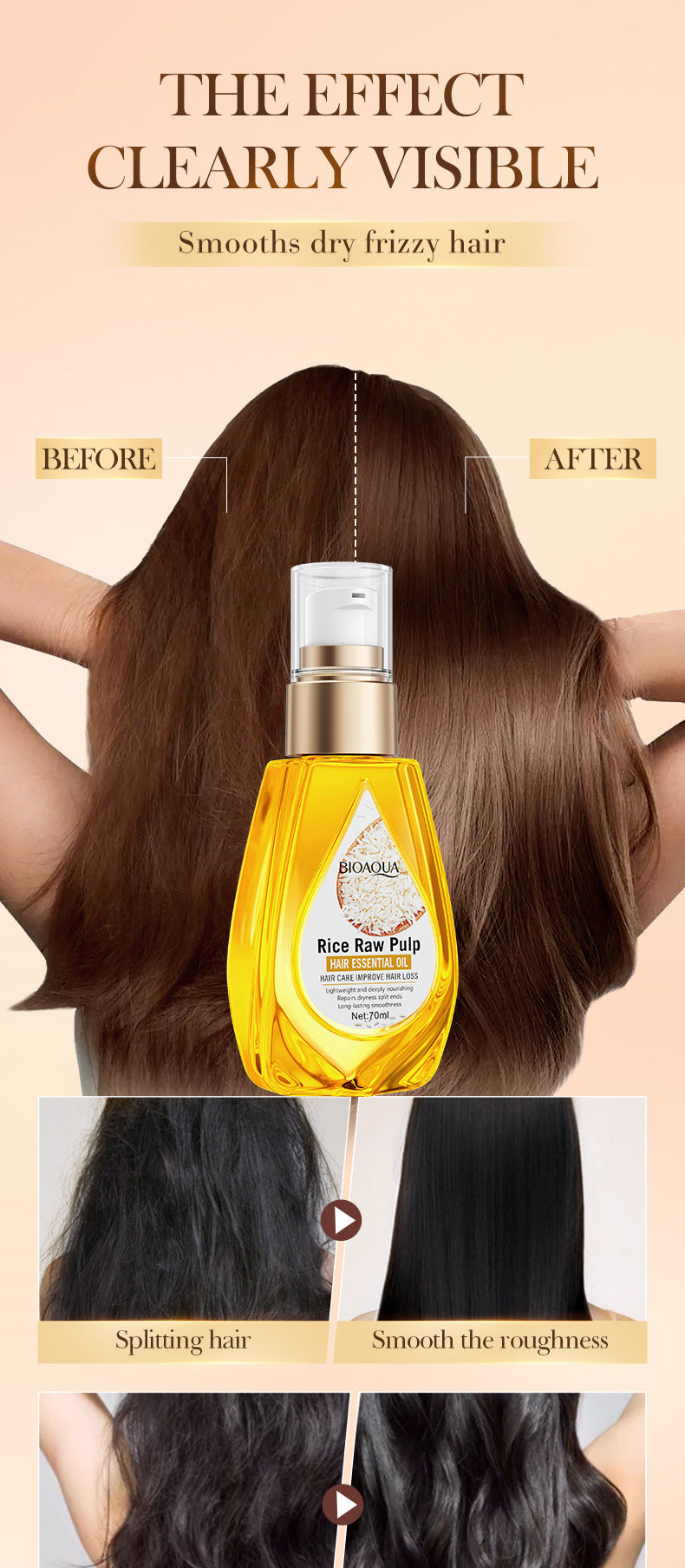 Full English Rice Puree Hair Care Essential Oil70ml BIOAOUA Smooth Repair Conditioner  Wholesale