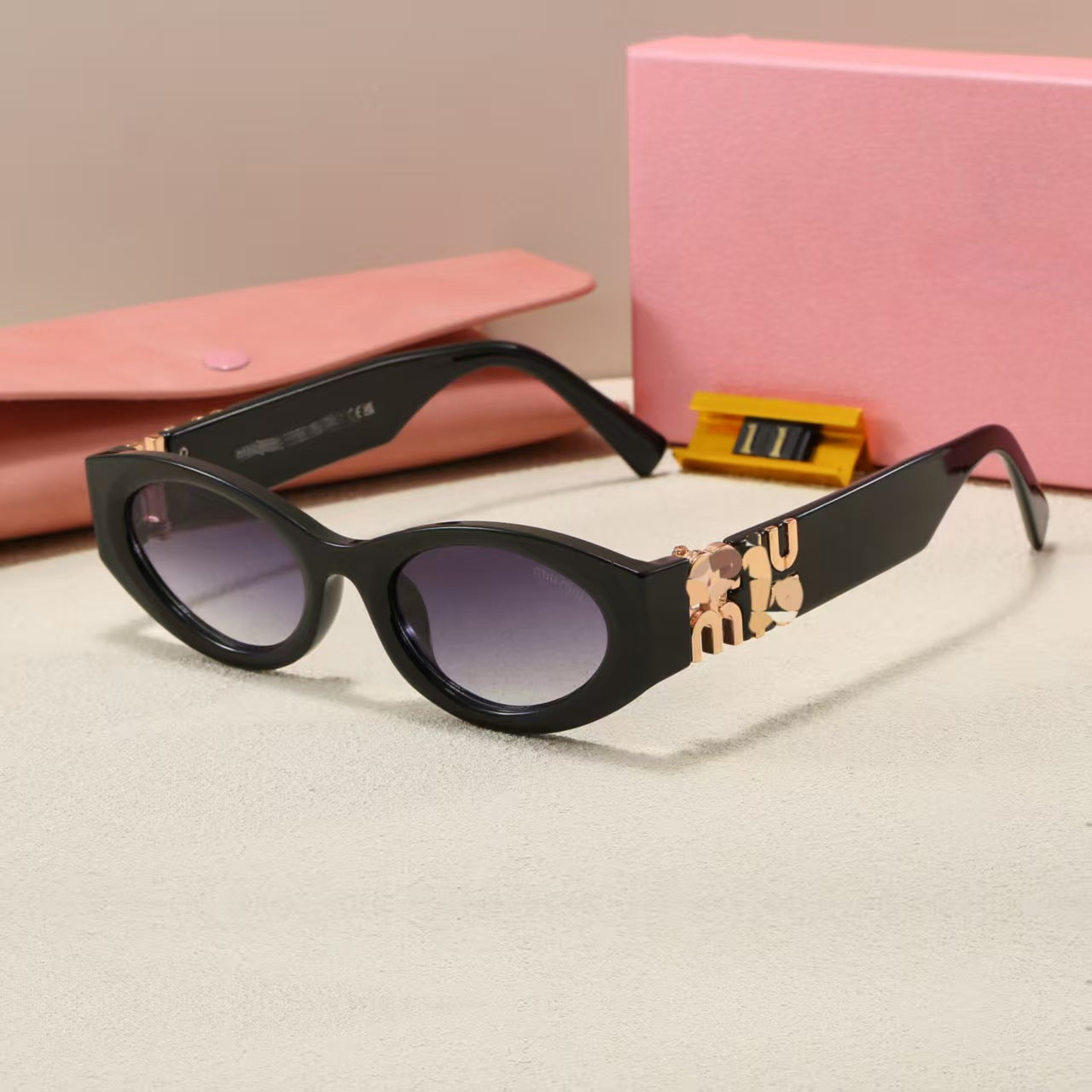 Europe and America m Letter Cat Eye Sunglasses High-End Fashion Street Style Sunglasses for Women Sun Protection Trendy Sunglasses