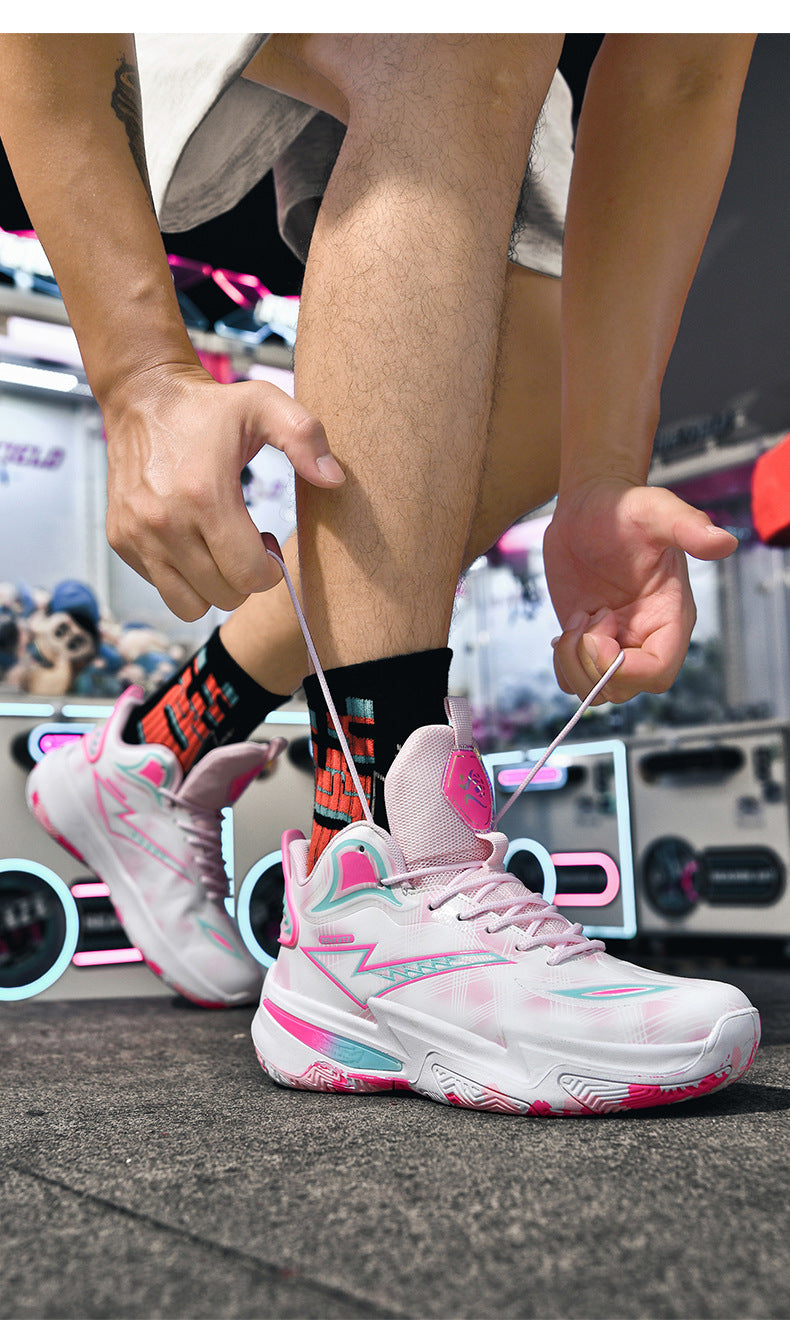 Professional Basketball Shoes for Men, Autumn Non-Slip Wear-Resistant Sports Shoes, Youth Junior High School Specialized Practical Sneakers, Mandarin Duck Color