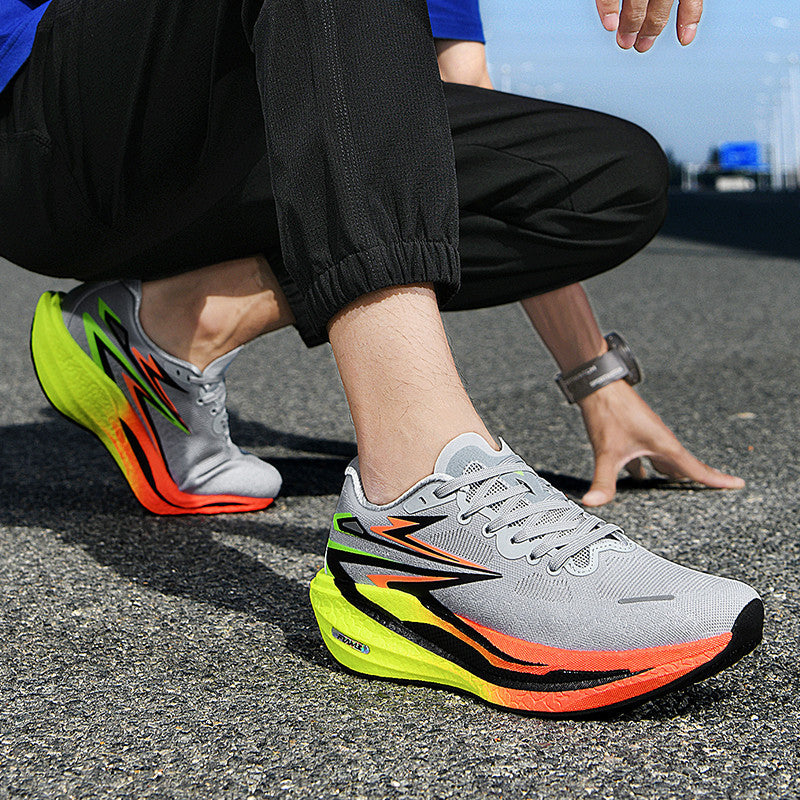 Fashion Four Seasons New Popcorn Carbon Plate Breathable Couple Running Shoes Comfortable Unisex Sports Shoes