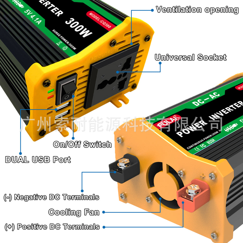 300W Vehicle Inverter12V Turn110V220V Double USB E-commerce car power inverter