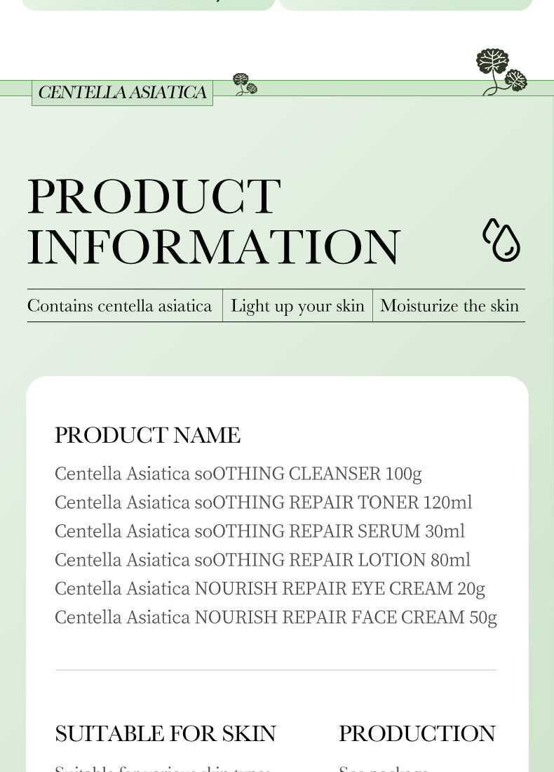 BIOAOUA Centella asiatica soothing and repairing six-piece set Moisturizing skin care product set  wholesale