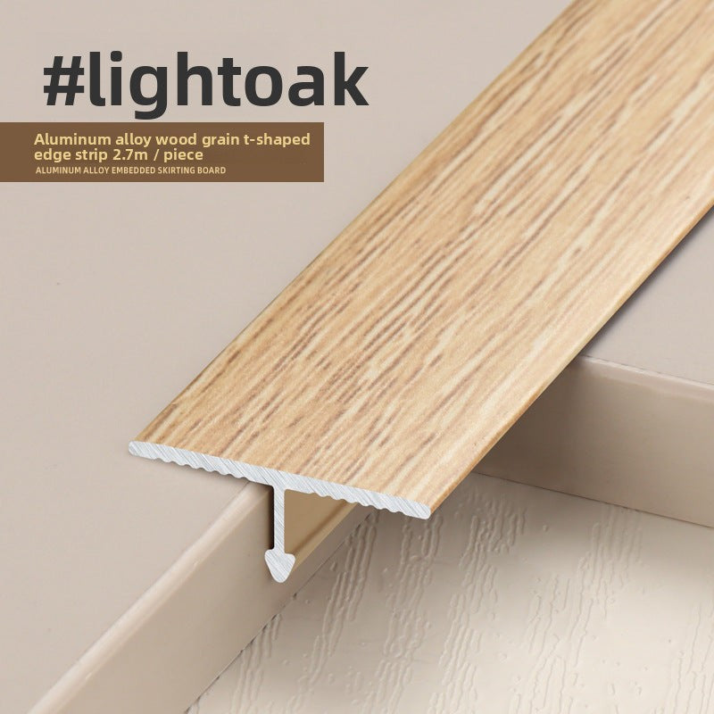 Light Oak Aluminum alloy edge strip with wood grain finish, 2m long piece.