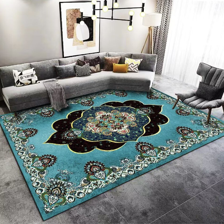Living Room Carpet Stain Resistant Easy Care Crystal Velvet Carpet Home Sofa Coffee Table Rug Bedroom Wear-Resistant Non-Slip Mat
