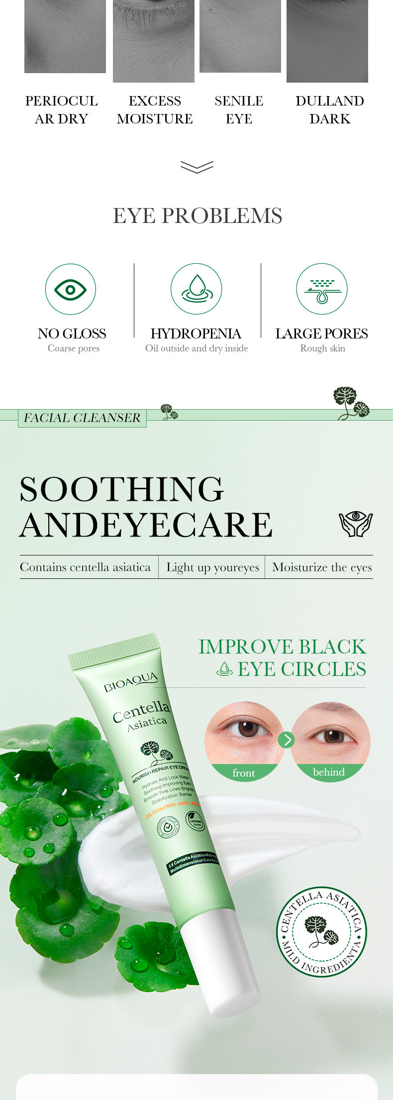 Centella Asiatica Skin Care Set in English BIOAOUA Cleansing, moisturizing and moisturizing six-piece set  foreign trade wholesale