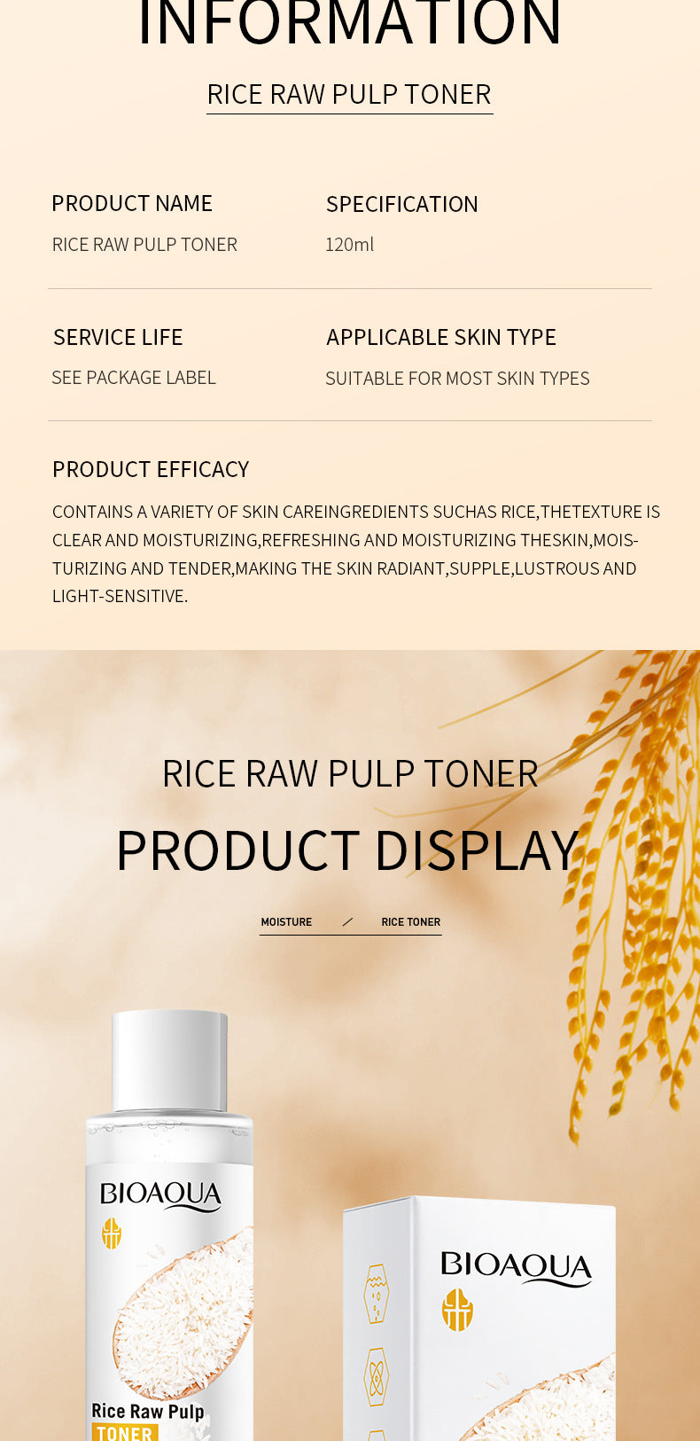 Full English Rice Skincare Set BIOAOUA Rice Puree Series Six-Piece Set Box  Wholesale