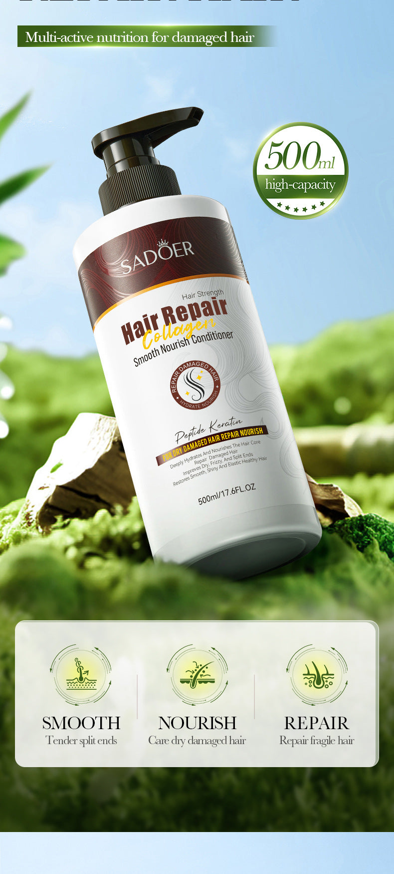 Collagen Smooth Conditioner SADOER Repair and Nourishing Hair Conditioner Cross-Border Wholesale