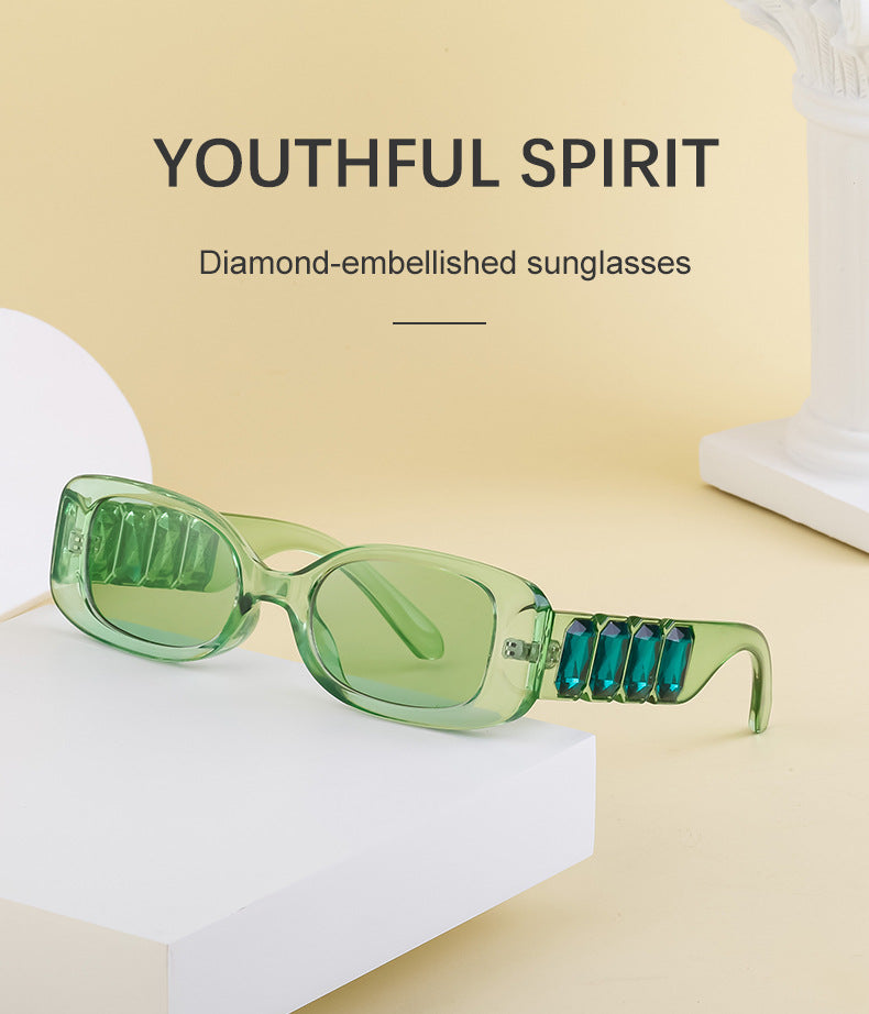 European and American Style Small Frame Sunglasses for Women with Rhinestones, Square Frame Sunglasses for Men, Wholesale Glasses sunglasses