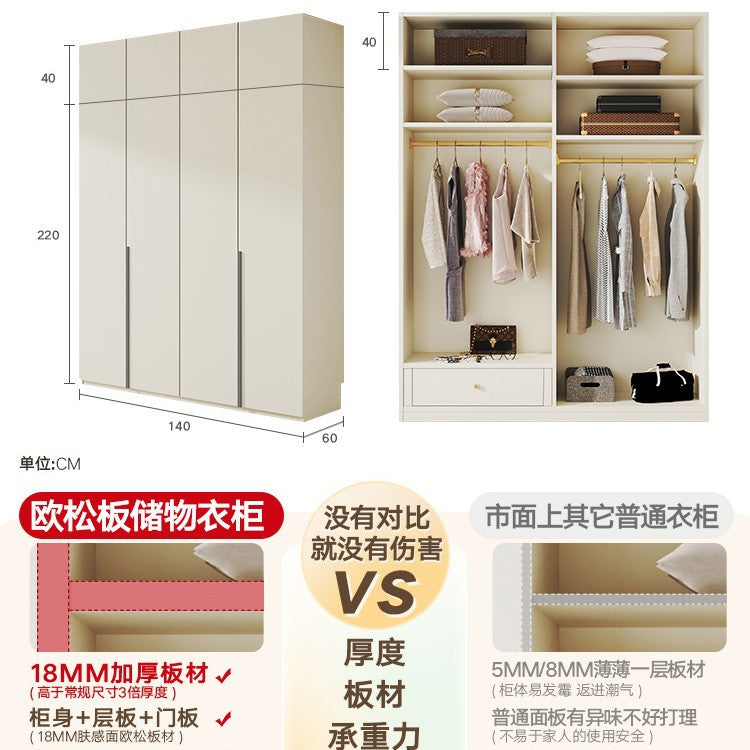 European Pine Board Full-Height Wardrobe3.0/2.8/2.7/2.6/2.5m Mi Light Luxury Bedroom Storage Cabinet