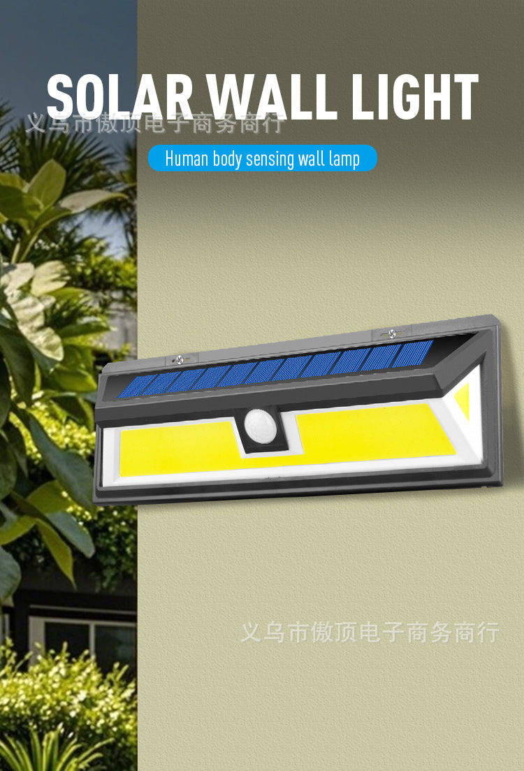New Solar Wall Light Outdoor Human Body Sensor Light COB Courtyard Home Lighting Street Lamp Waterproof LED Garage Light