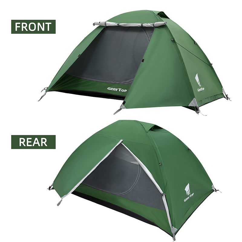 Camping Tent Double Layer Tent Sun Protection Outdoor Tent Rainproof Hiking Tent Canopy Two-in-One