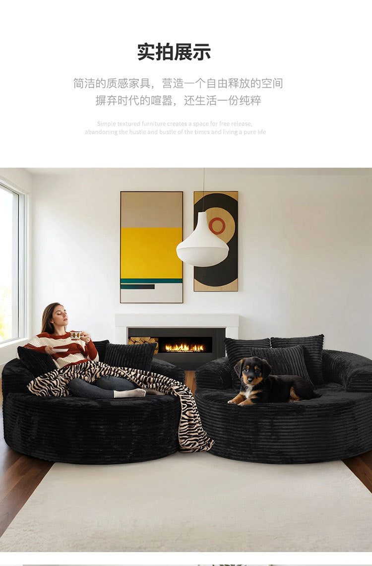 Round Lazy Single Sofa Chair Rabbit Fur Pure Sponge Sofa Bed Without Frame Living Room Compressed Sofa
