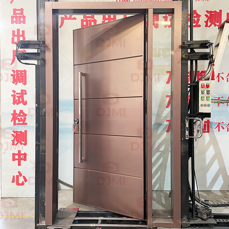 Export Model American Style Entry Door Pivot Composite Door Top and Bottom Pivot Wooden Door Anti-theft Entry Door Aluminum Rotating Entry