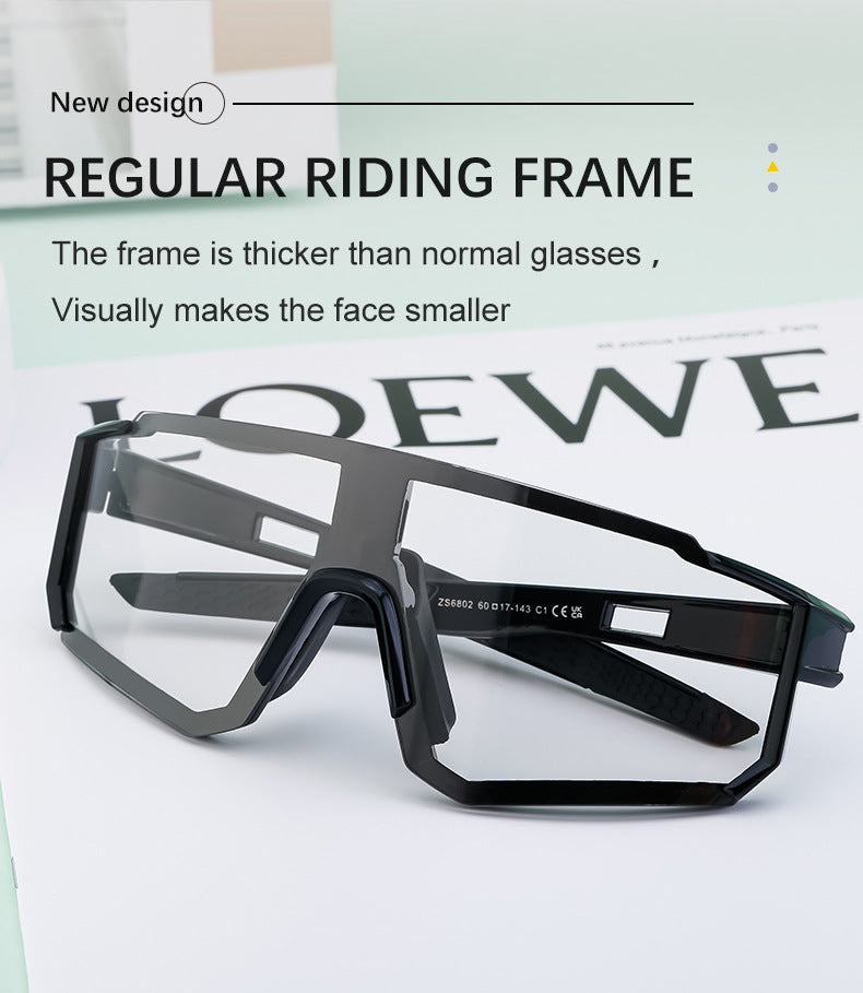 European and American One-piece Photochromic Sunglasses Women Outdoor Cycling Sports Windproof Sunglasses Men Wholesale shades