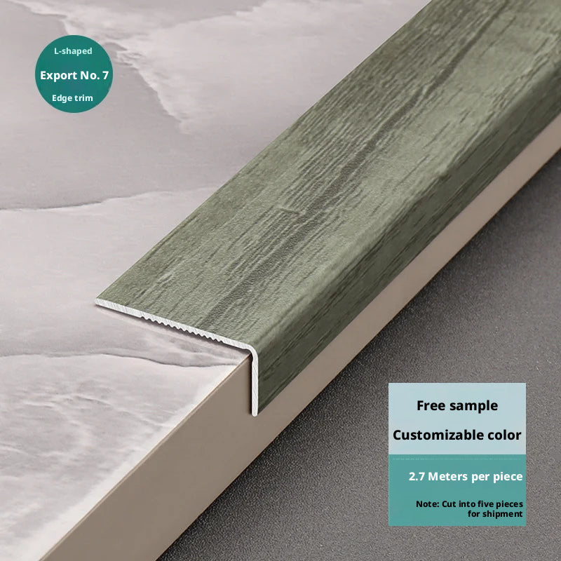 Aluminum alloy wood grain L Wooden flooring trim edge strip corner protector7Right-angle edge trim with buckle strips for threshold decoration