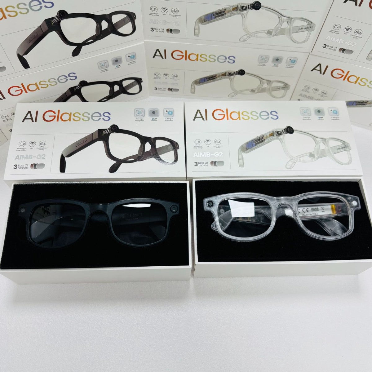 80010000 Pixel Smart Glasses AIMB-G2Photography and Videography1200P Audio and Video Recording Ai Translation+Music Control