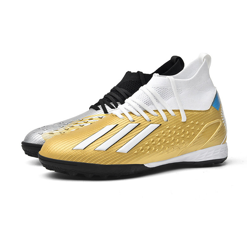 High-top Unisex Youth Soccer Shoes with Broken and Long Spikes for Grass Field Competition Training Student Sports Shoes